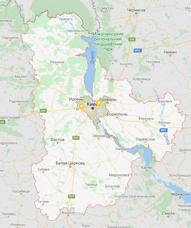 Карта бурения скважин для воды в Киевской области