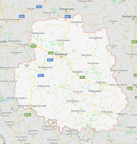 Карта бурения скважин для воды в Винницкой области