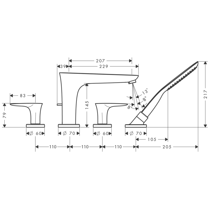 Смеситель для ванны Hansgrohe PURAVIDA 15446000
