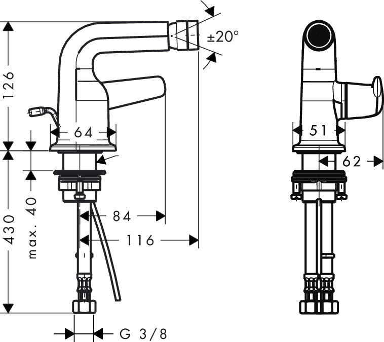 Смеситель для биде Hansgrohe AXOR BOUROULLEC 19210000
