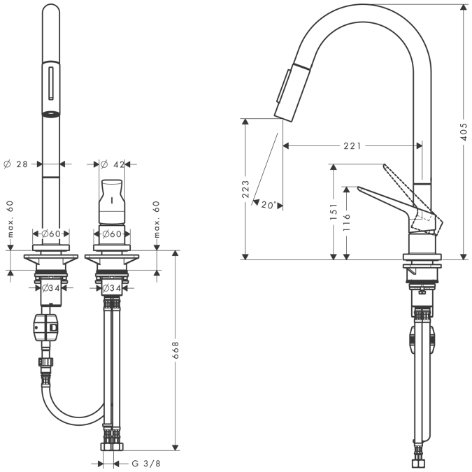 Смеситель для кухни Hansgrohe AXOR CITTERIO 34822800
