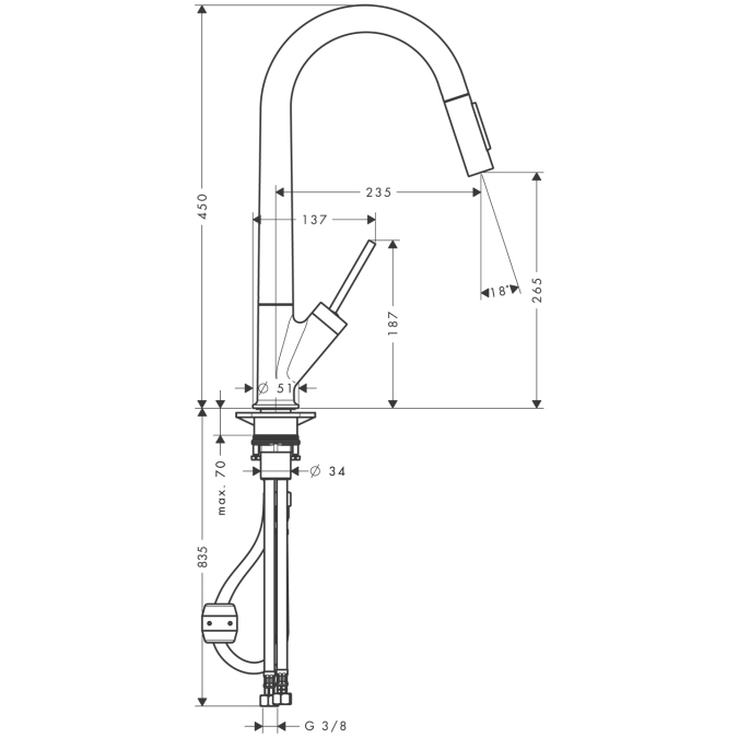 Смеситель для кухни Hansgrohe AXOR STARCK 10821000