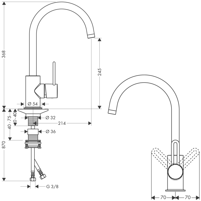 Смеситель для кухни Hansgrohe AXOR UNO2 38830000