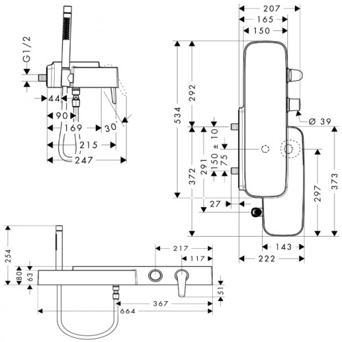Смеситель для ванны Hansgrohe AXOR BOUROULLEC 19420400