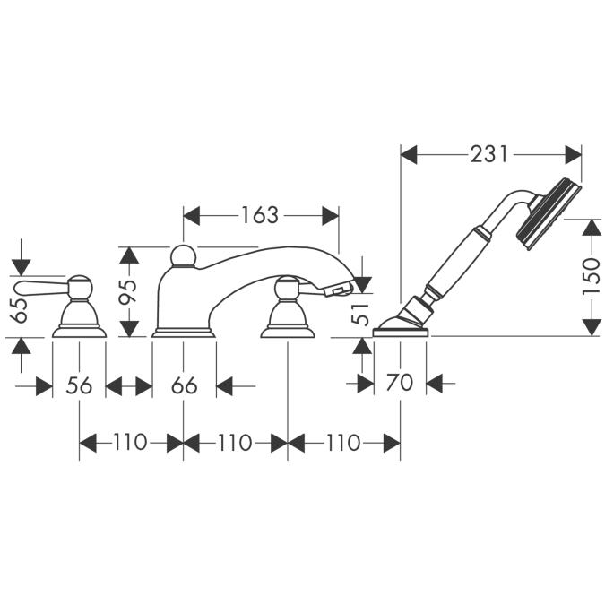 Смеситель для ванны Hansgrohe AXOR CARLTON 17445000
