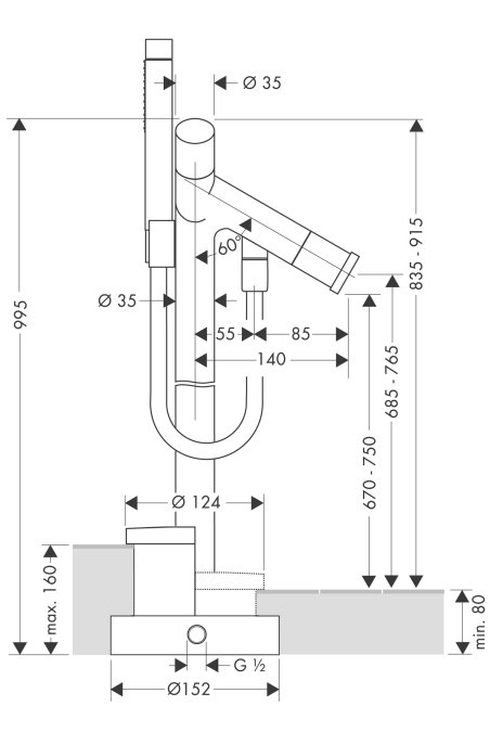 Смеситель для ванны Hansgrohe AXOR STARCK 10458000