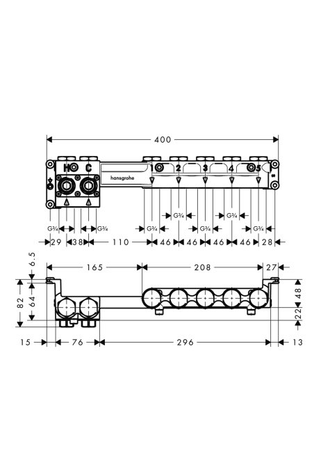 Скрытая часть термостата Hansgrohe RAINBRAIN 15840180