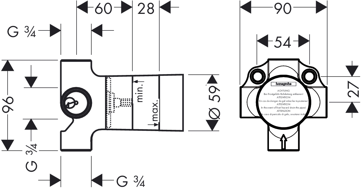 Скрытая часть переключателя Hansgrohe 15930180
