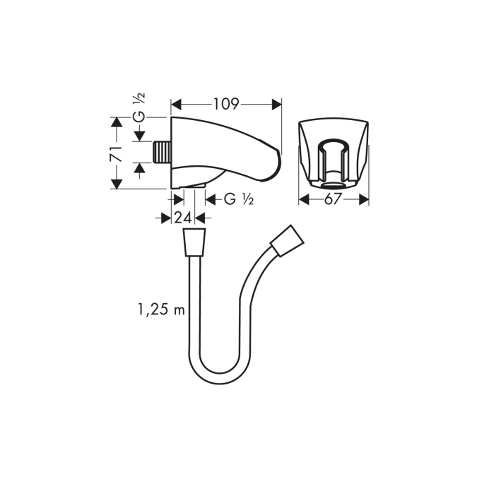 Держатель со шлангом Hansgrohe PORTER 27507000