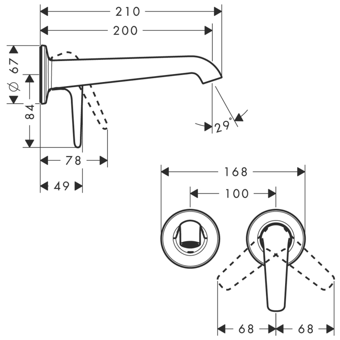 Смеситель для раковины Hansgrohe AXOR BOUROULLEC 19125000