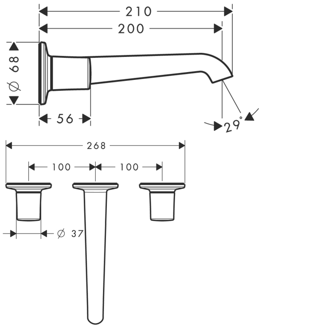 Смеситель для раковины Hansgrohe AXOR BOUROULLEC 19135000