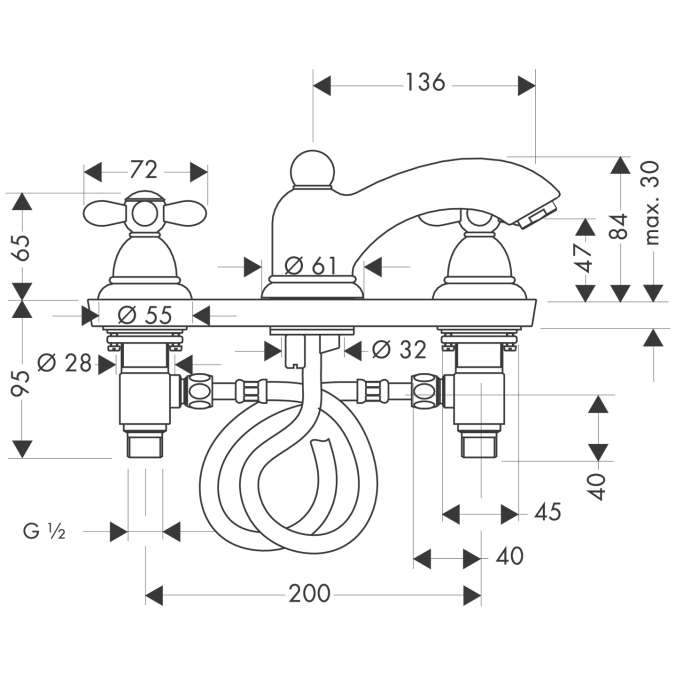 Смеситель для раковины Hansgrohe AXOR CARLTON 17133000