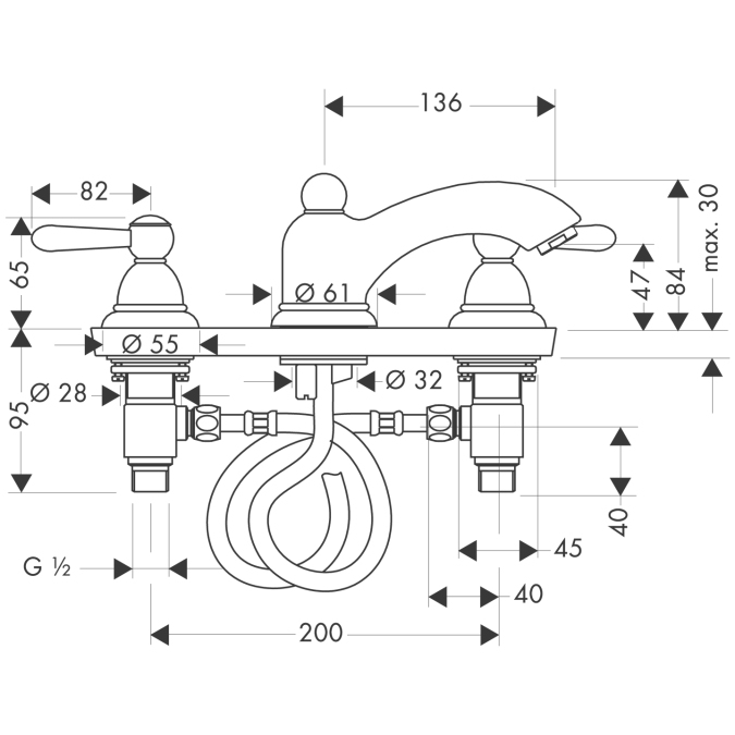 Смеситель для раковины Hansgrohe AXOR CARLTON 17135090
