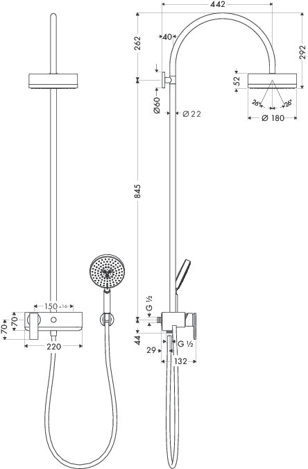 Душевая система Hansgrohe AXOR CITTERIO 39620000