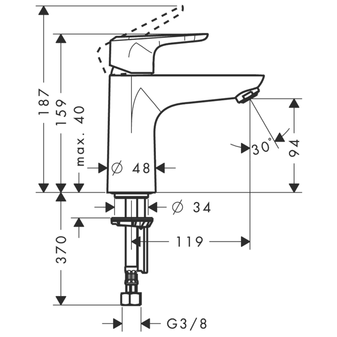 Смеситель для раковины Hansgrohe ECOS L 14043000