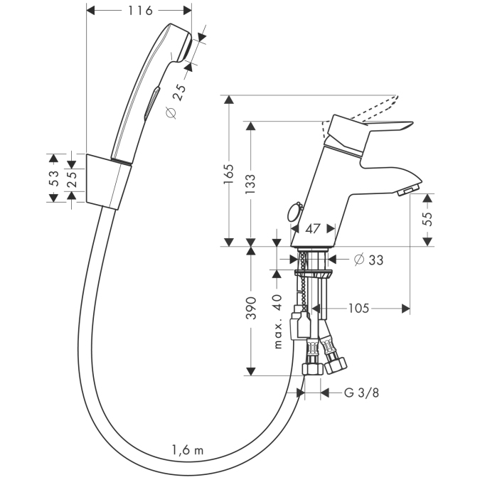 Смеситель для биде Hansgrohe FOCUS 37121000