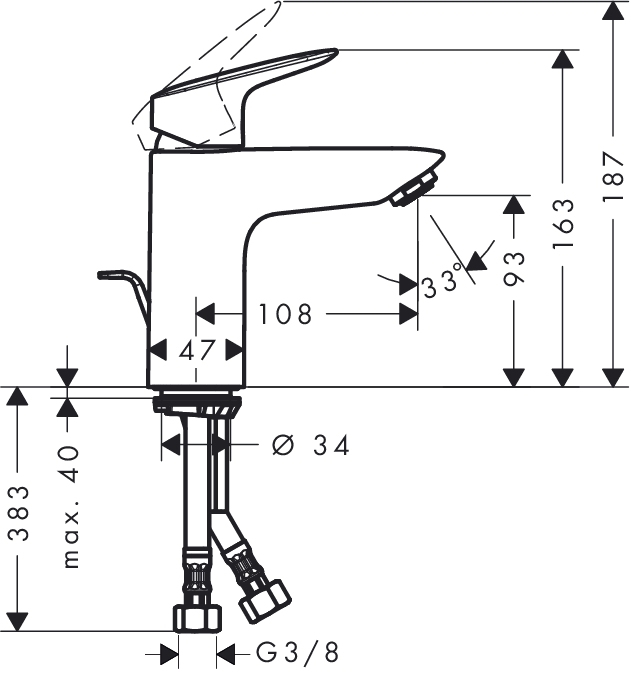 Смеситель для раковины Hansgrohe LOGIS 71100000