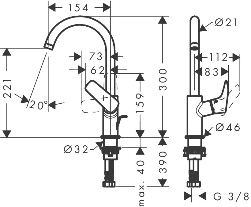 Смеситель для раковины Hansgrohe LOGIS 71130000