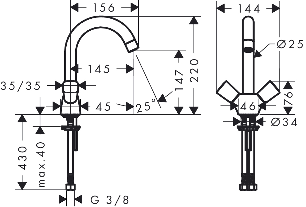 Смеситель для раковины Hansgrohe LOGIS 71221000