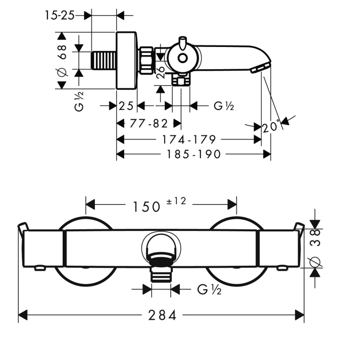 Термостат для ванны Hansgrohe METRIS 13148000