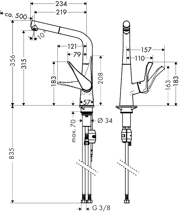 Смеситель для кухни Hansgrohe METRIS 14821000