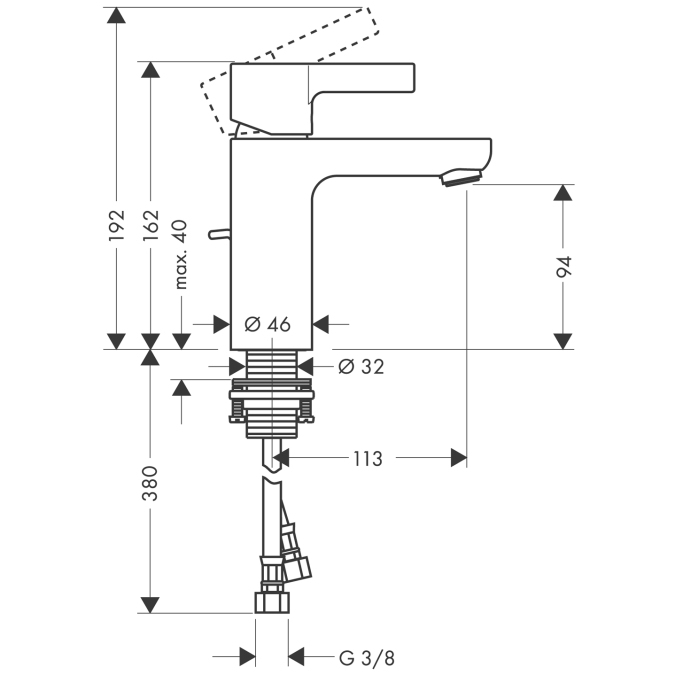 Смеситель для раковины Hansgrohe METRIS 31060000