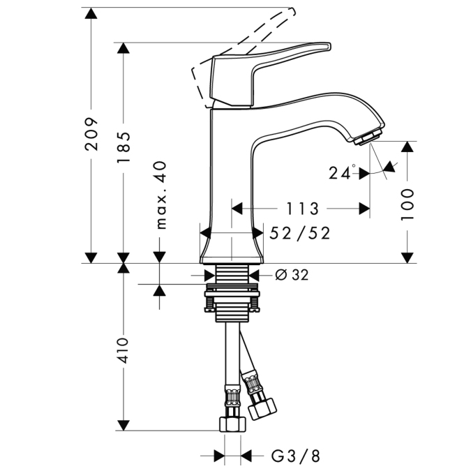 Смеситель для раковины Hansgrohe METRIS 31077000