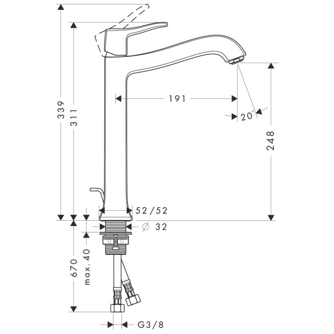 Смеситель для раковины Hansgrohe METRIS 31078000
