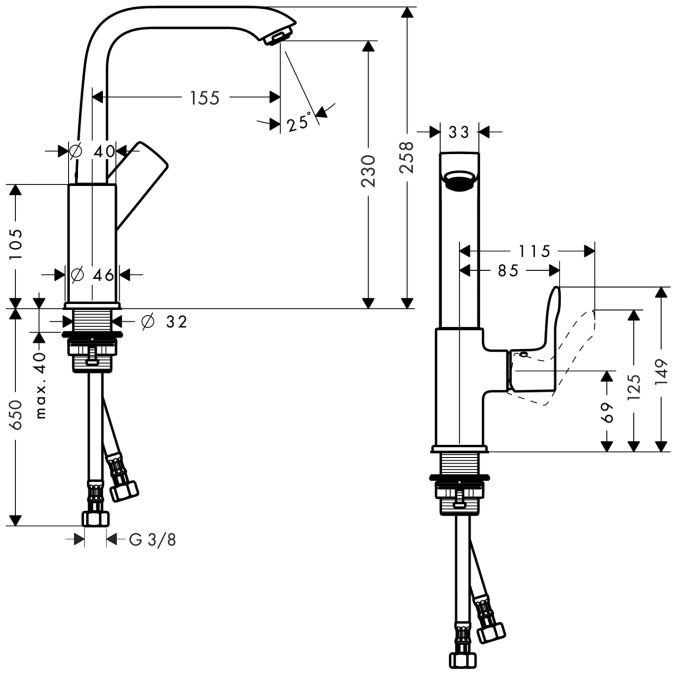 Смеситель для раковины Hansgrohe METRIS 31081000