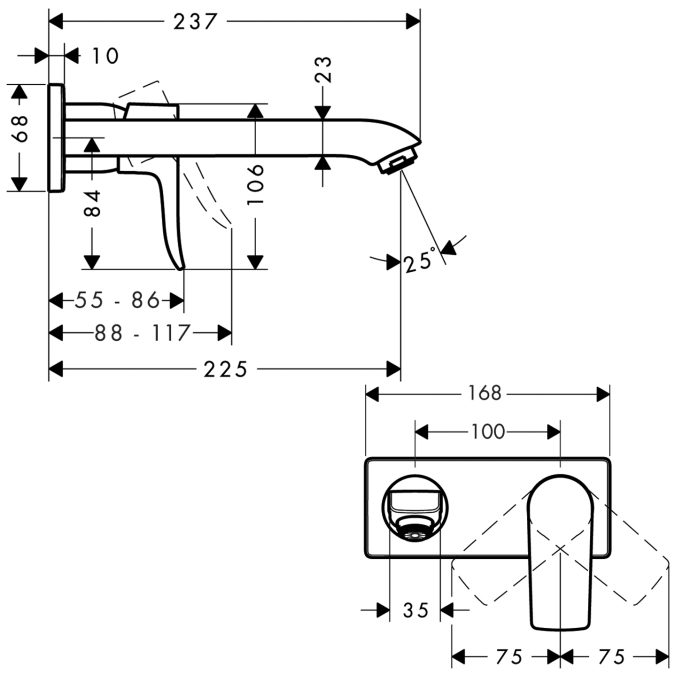 Смеситель для раковины Hansgrohe METRIS 31086000