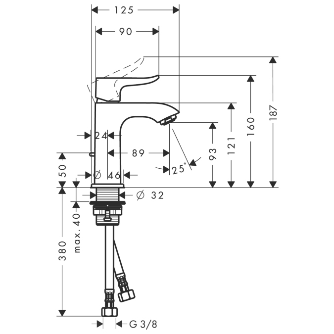 Смеситель для раковины Hansgrohe METRIS 31088000