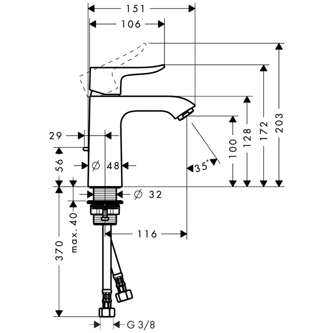 Смеситель для раковины Hansgrohe METRIS 31121000