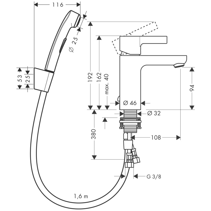 Смеситель для раковины Hansgrohe METRIS 31160000