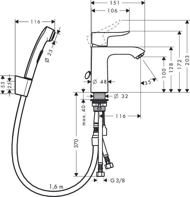 Набор для биде Hansgrohe METRIS 31285000