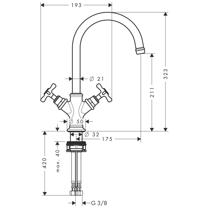 Смеситель для раковины Hansgrohe AXOR MONTREUX 16502000