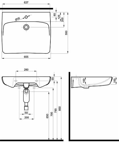 Умывальник Kolo NOVA PRO M38465000