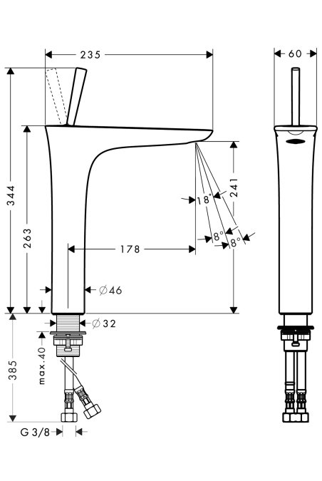 Смеситель для раковины Hansgrohe PURAVIDA 15066400