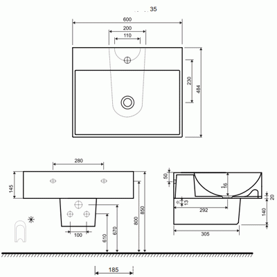 Умывальник Kolo QUATTRO K61460900