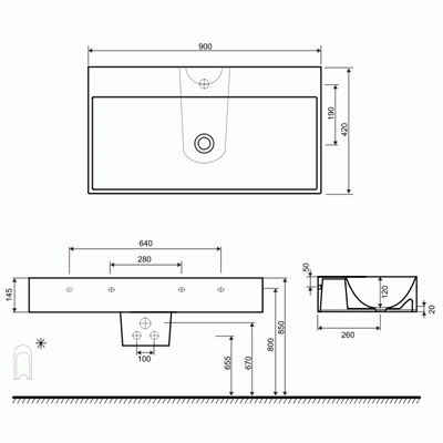Умывальник Kolo QUATTRO K61490900