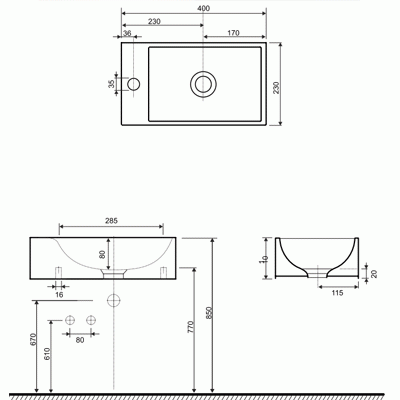 Умывальник Kolo QUATTRO K62441900