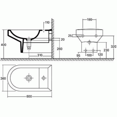 KOLO QUATTRO биде подвесное (пол.)