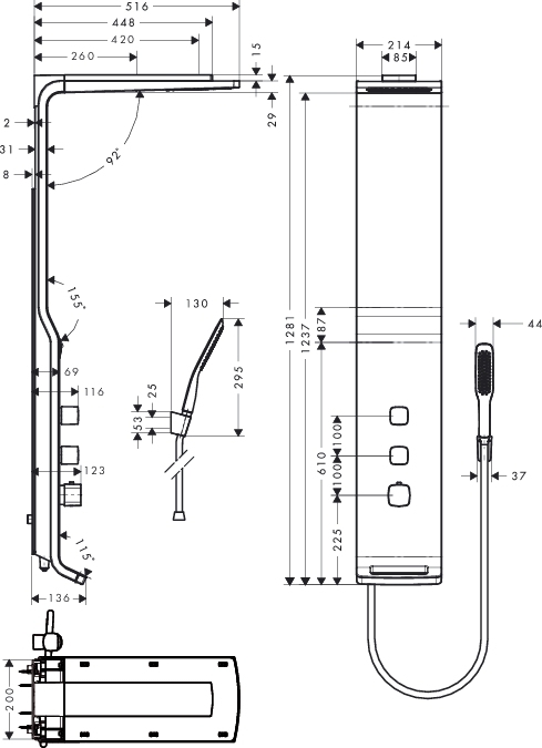 Душевая панель Hansgrohe RAINDANCE LIFT 27003400