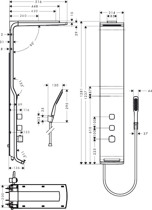 Гидромассажная стойка Hansgrohe RAINDANCE LIFT 27008400