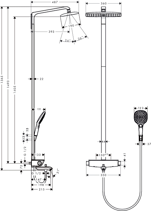 Верхний душ Hansgrohe RAINDANCE SELECT 27113000