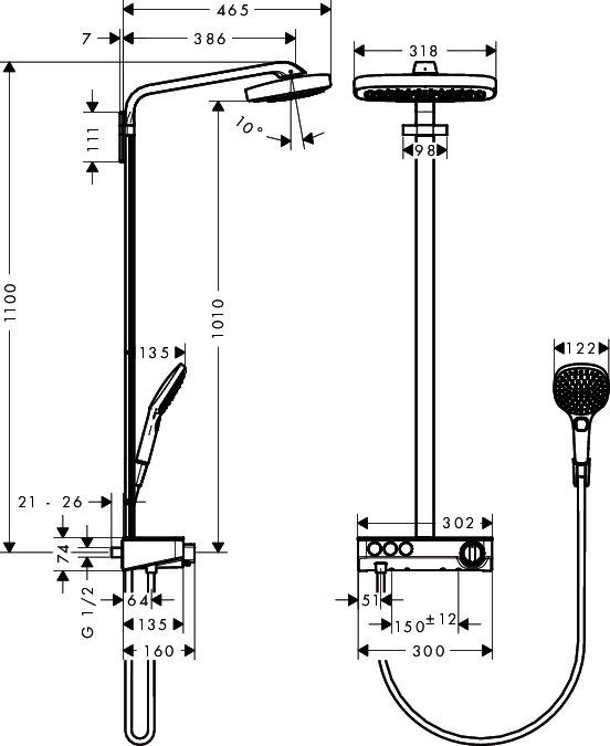Душевая система Hansgrohe RAINDANCE 27127000