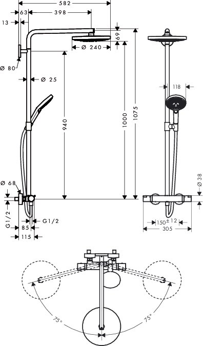 Душевая система Hansgrohe RAINDANCE SELECT 27129000