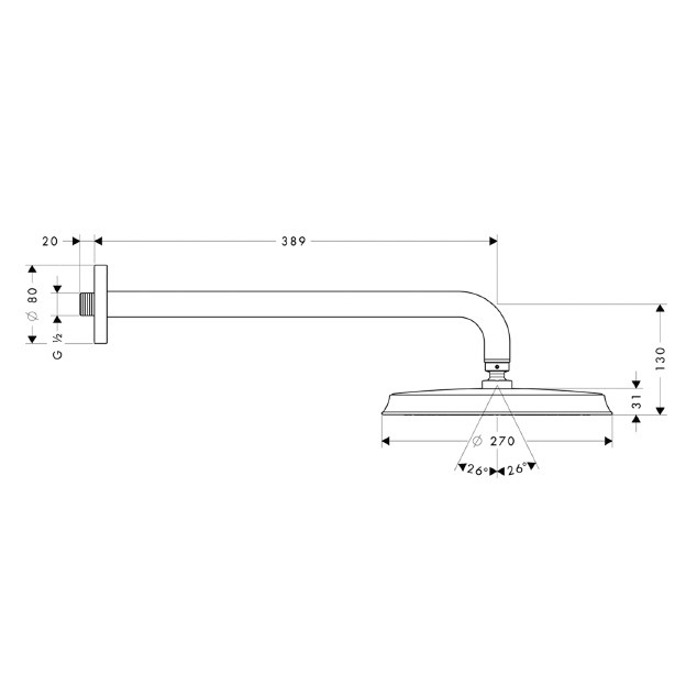Верхний душ Hansgrohe RAINDANCE CLASSIC 27424820