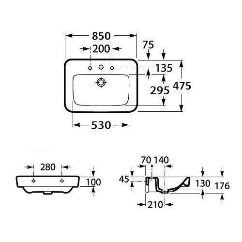 Умывальник Roca DAMA SENSO SQUARE 32751N000