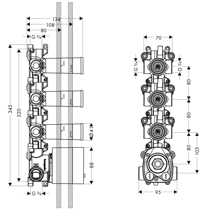 Модуль термостата Hansgrohe AXOR 10750180
