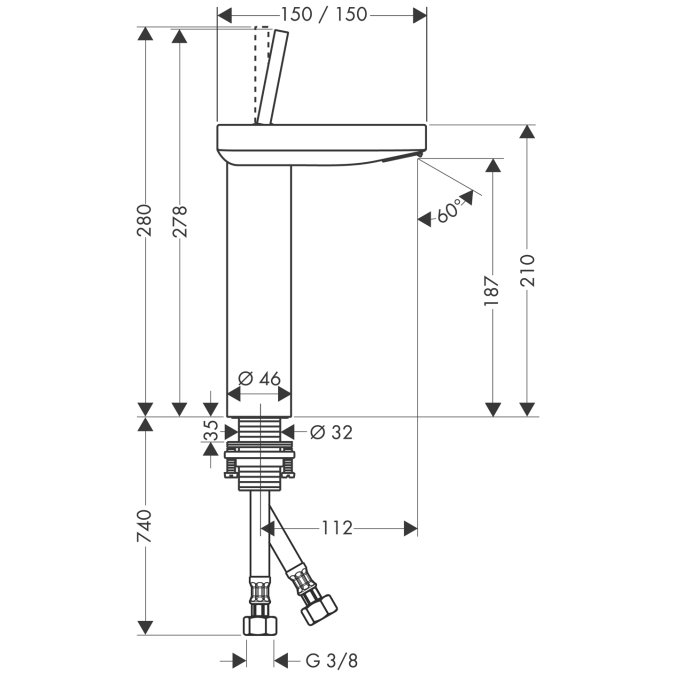 Смеситель для раковины Hansgrohe AXOR STARCK 10071000